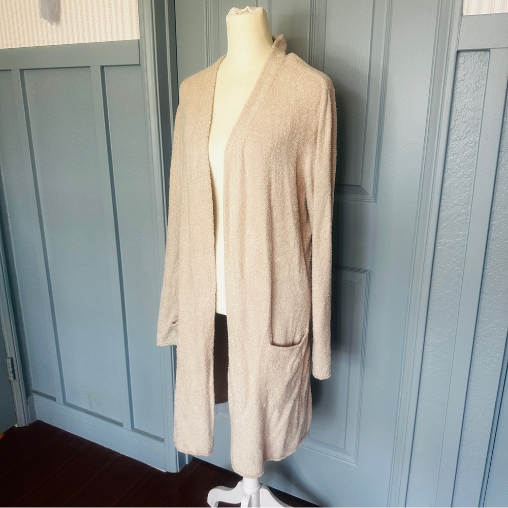 Barefoot Dreams CozyChic Luxe Lite Women's Cream Open-Front Cardigan Sweater - Picture 2 of 7